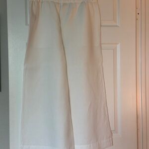 Wide leg white linen culottes/ankle pants
